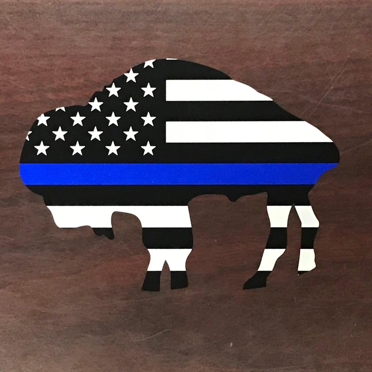 Buffalo NY Thin Blue Line Standing Bison Vinyl Decal Police Reflective Available USA American Flag