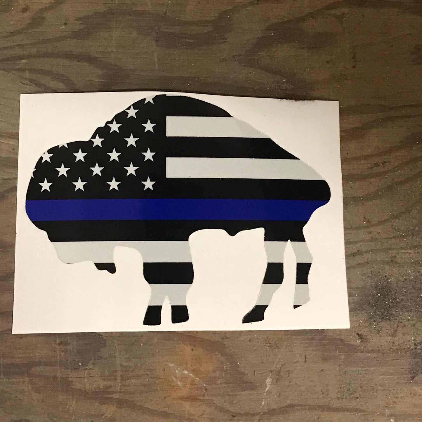 Buffalo NY Thin Blue Line Standing Bison Vinyl Decal Police Reflective Available USA American Flag