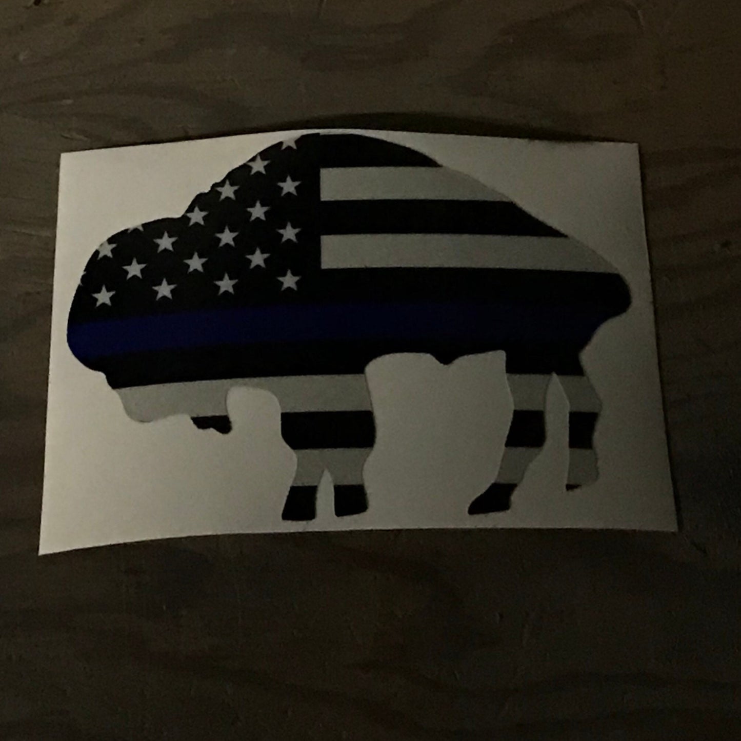 Buffalo NY Thin Blue Line Standing Bison Vinyl Decal Police Reflective Available USA American Flag