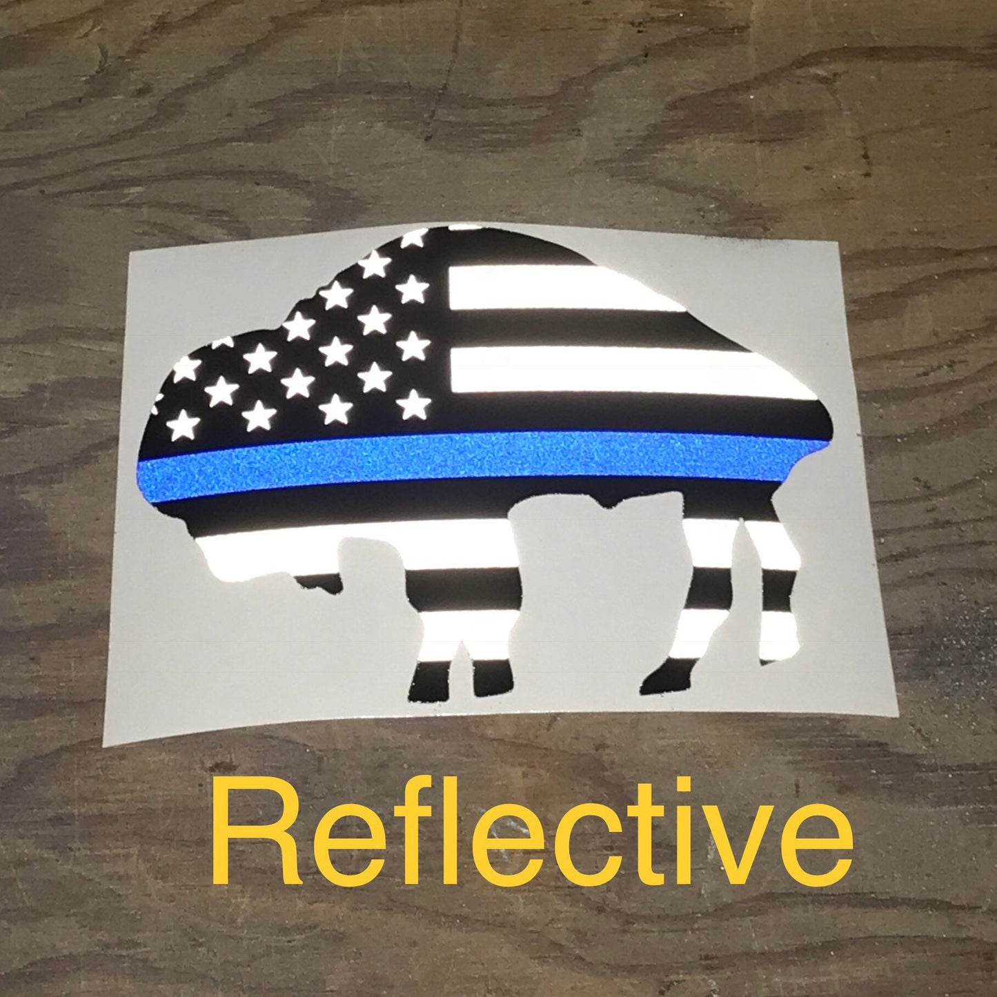 Buffalo NY Thin Blue Line Standing Bison Vinyl Decal Police Reflective Available USA American Flag