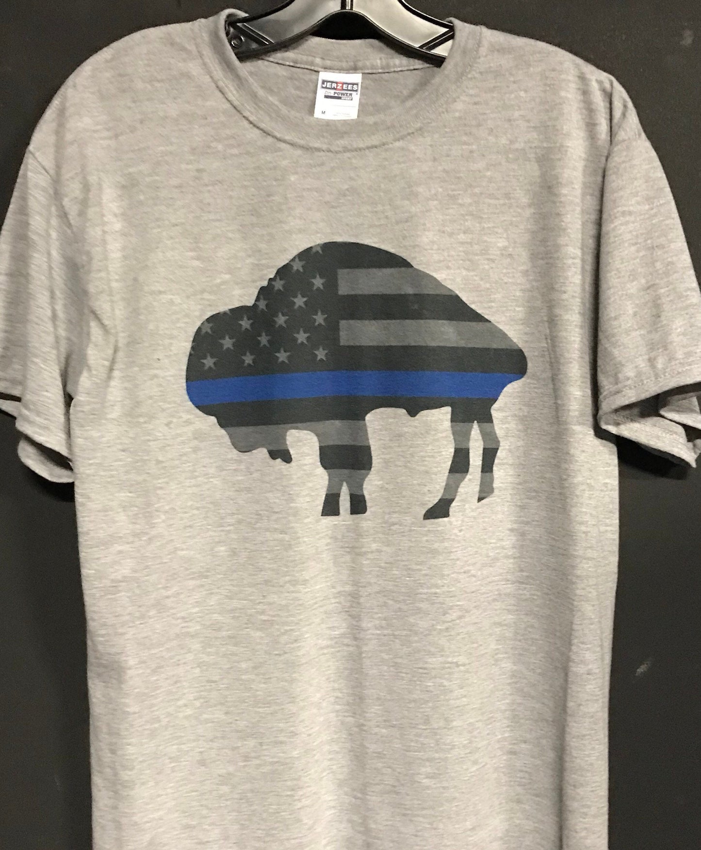 Standing Buffalo Thin Blue Line American Flag T-Shirt Hoodie Police