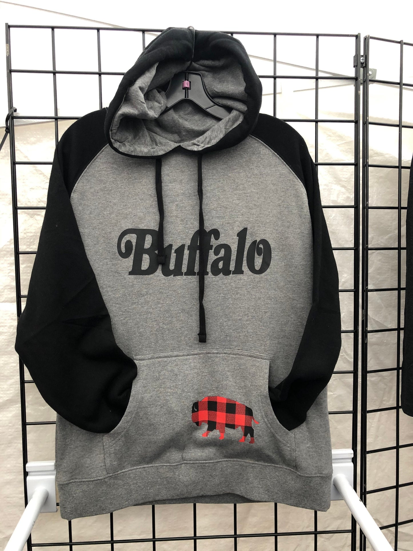 Buffalo NY Plaid Bison 716 Raglan Hooded Sweatshirt Buffalove Momma Mommy Poppa