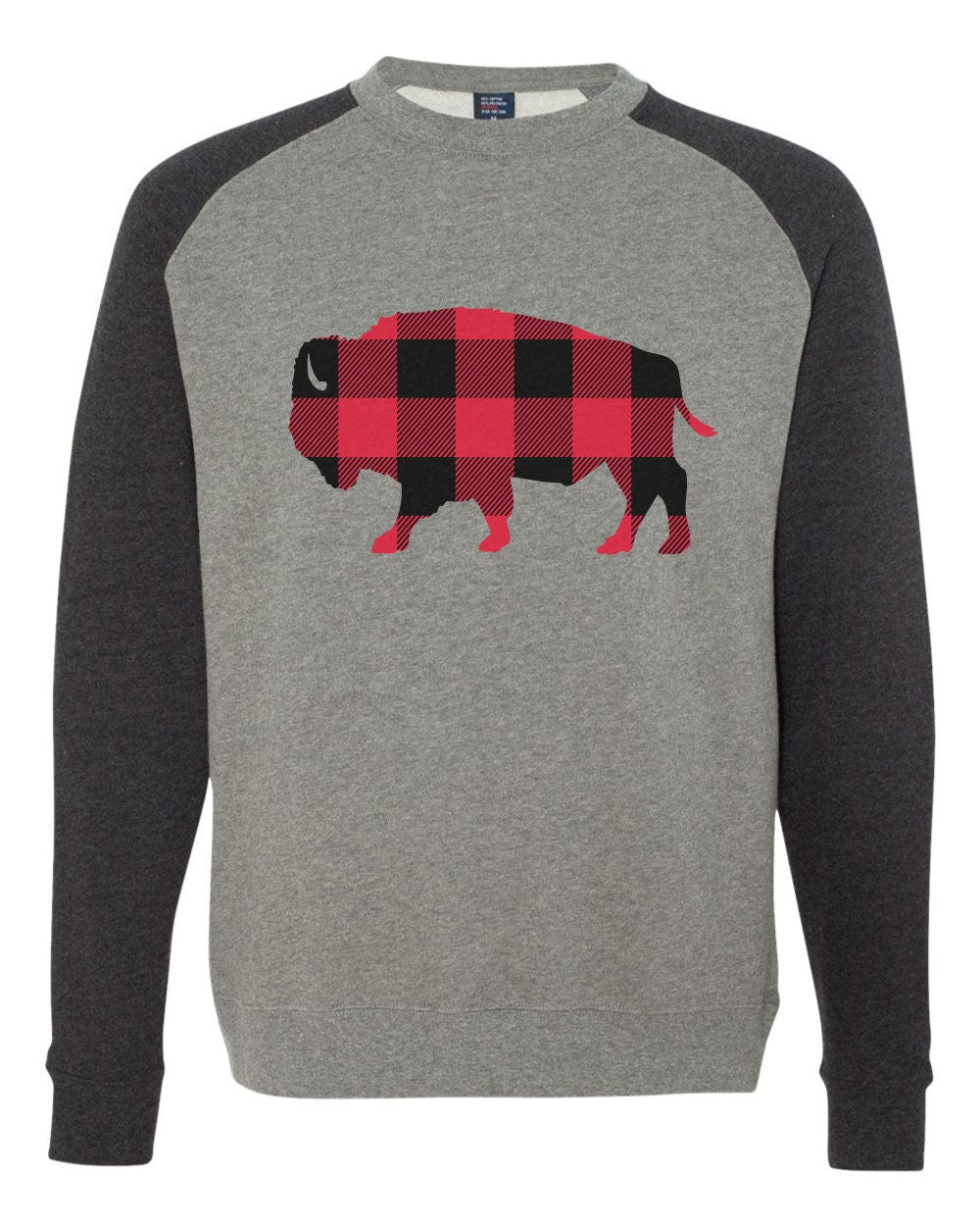Buffalo Plaid NY 716 Raglan Crew Neck Sweatshirt Buffalove Momma Mommy Poppa
