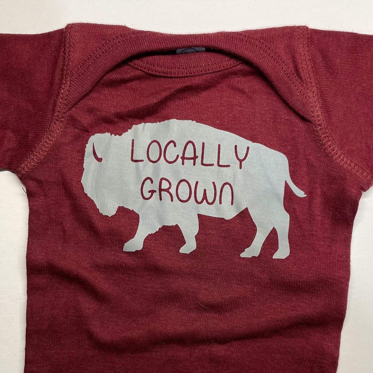 Buffalo NY Maroon Grey Raglan Bodysuit Locally Grown