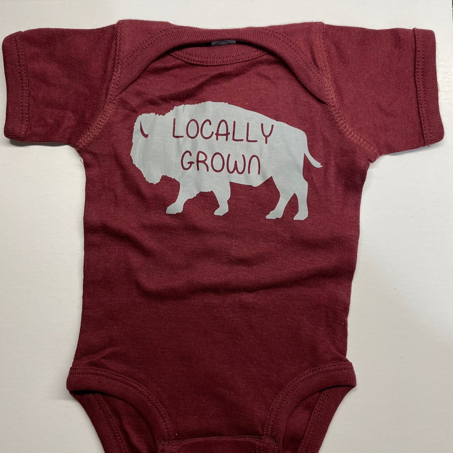 Buffalo NY Maroon Grey Raglan Bodysuit Locally Grown