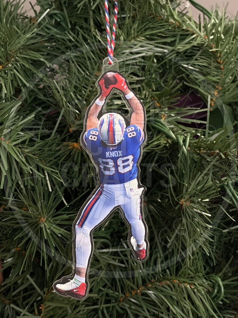 Buffalo Tight End Jumping Touchdown Christmas Tree Ornament TE
