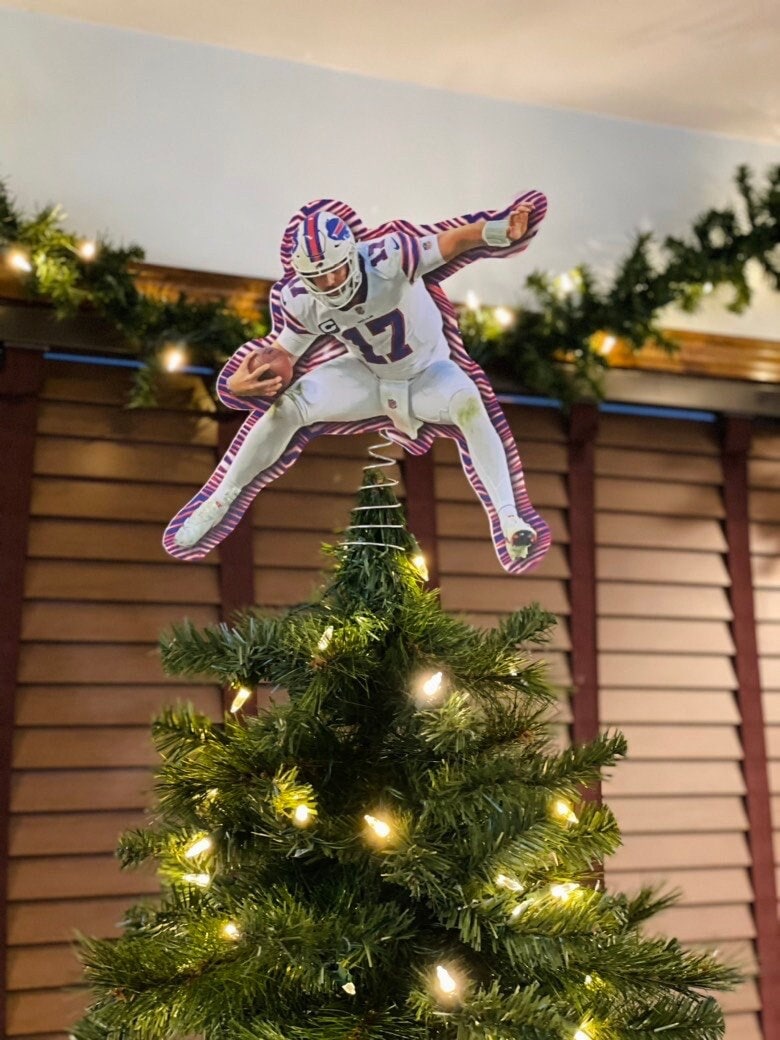 Buffalo Tight End Jumping Touchdown Christmas Tree Ornament TE 