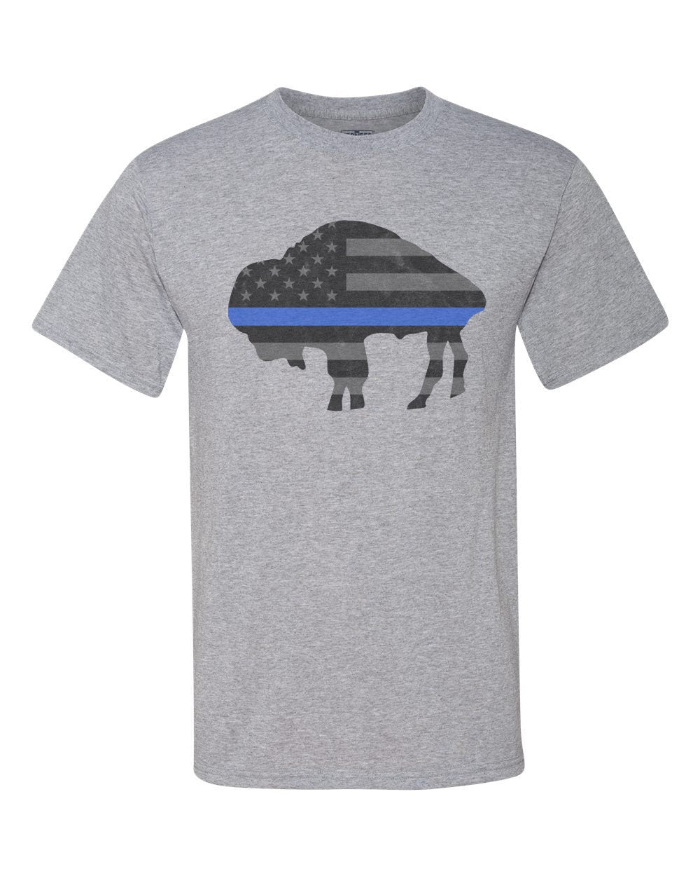 Standing Buffalo Thin Blue Line American Flag T-Shirt Hoodie Police