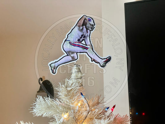 Buffalo Quarterback Jumping Over Christmas Tree Topper
