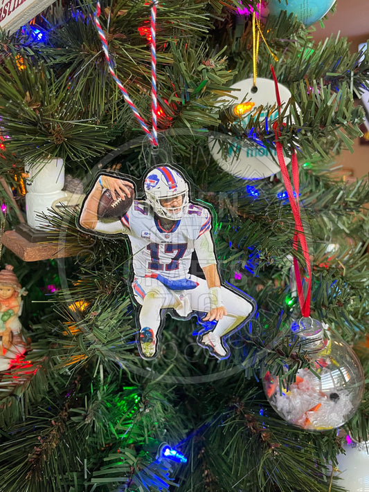 Buffalo Quarterback Jumping Christmas Tree Ornament Hurdle Leap
